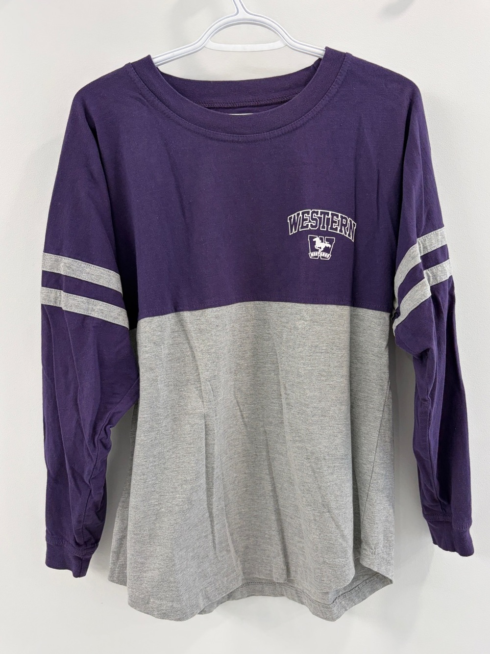 Western University Two-Tone Purple & Gray Long Sleeve Shirt - Small